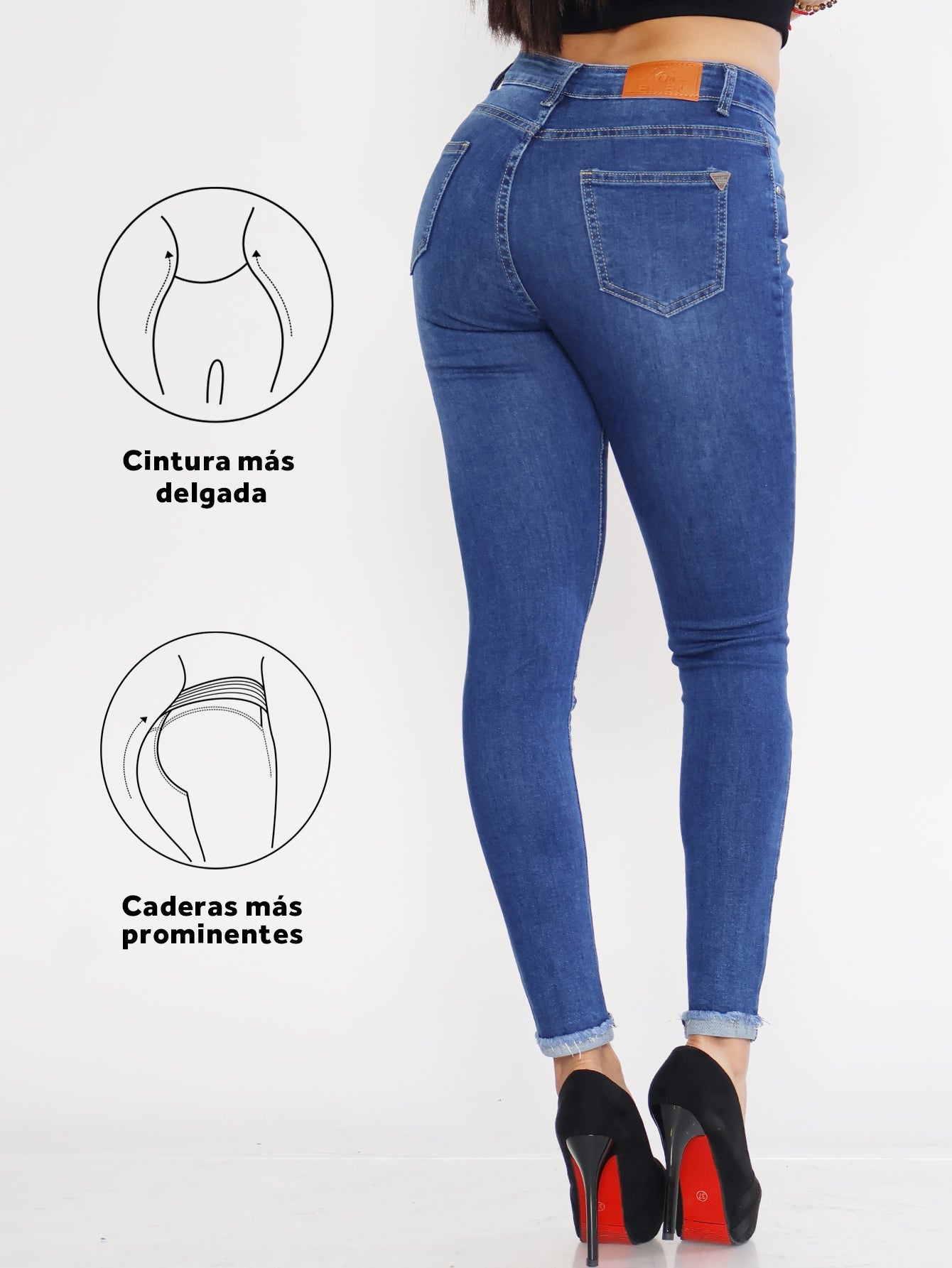 Jeans Ajustados de Mezclilla para Mujer - Tiro Alto, Estilo Pitillo en Azul