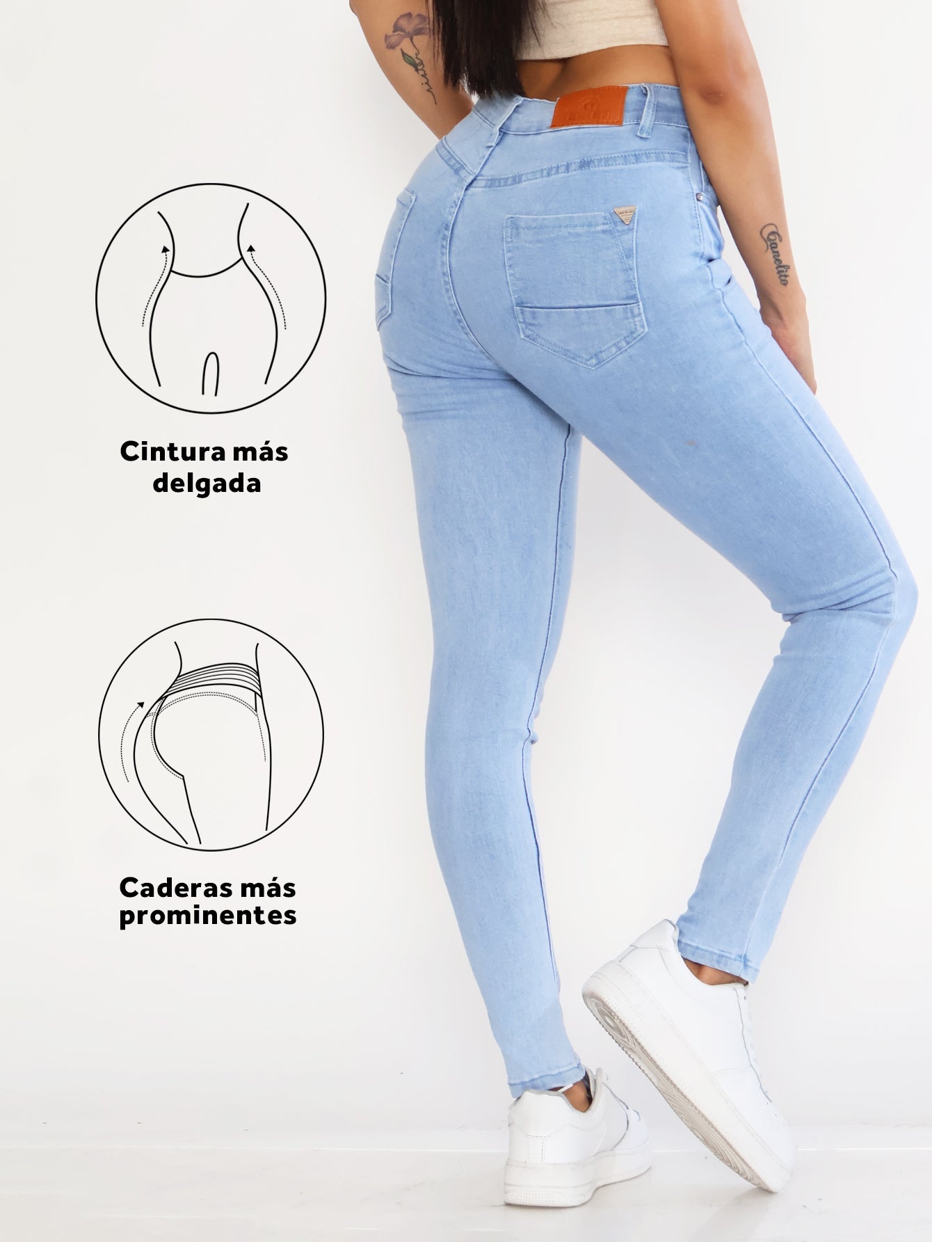 Jeans Ajustados de Mezclilla Azul Claro para Mujer - Tiro Alto y Look Casual Urbano