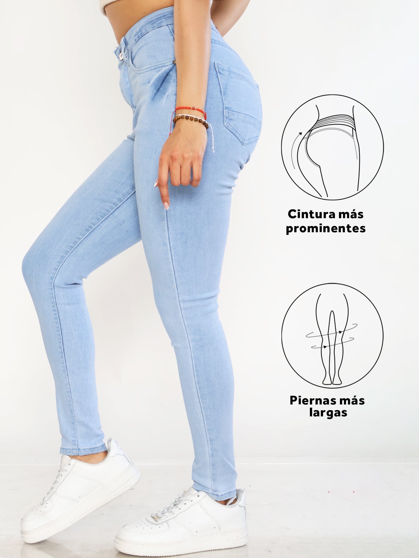 Jeans Ajustados de Mezclilla Azul Claro para Mujer - Tiro Alto y Look Casual Urbano