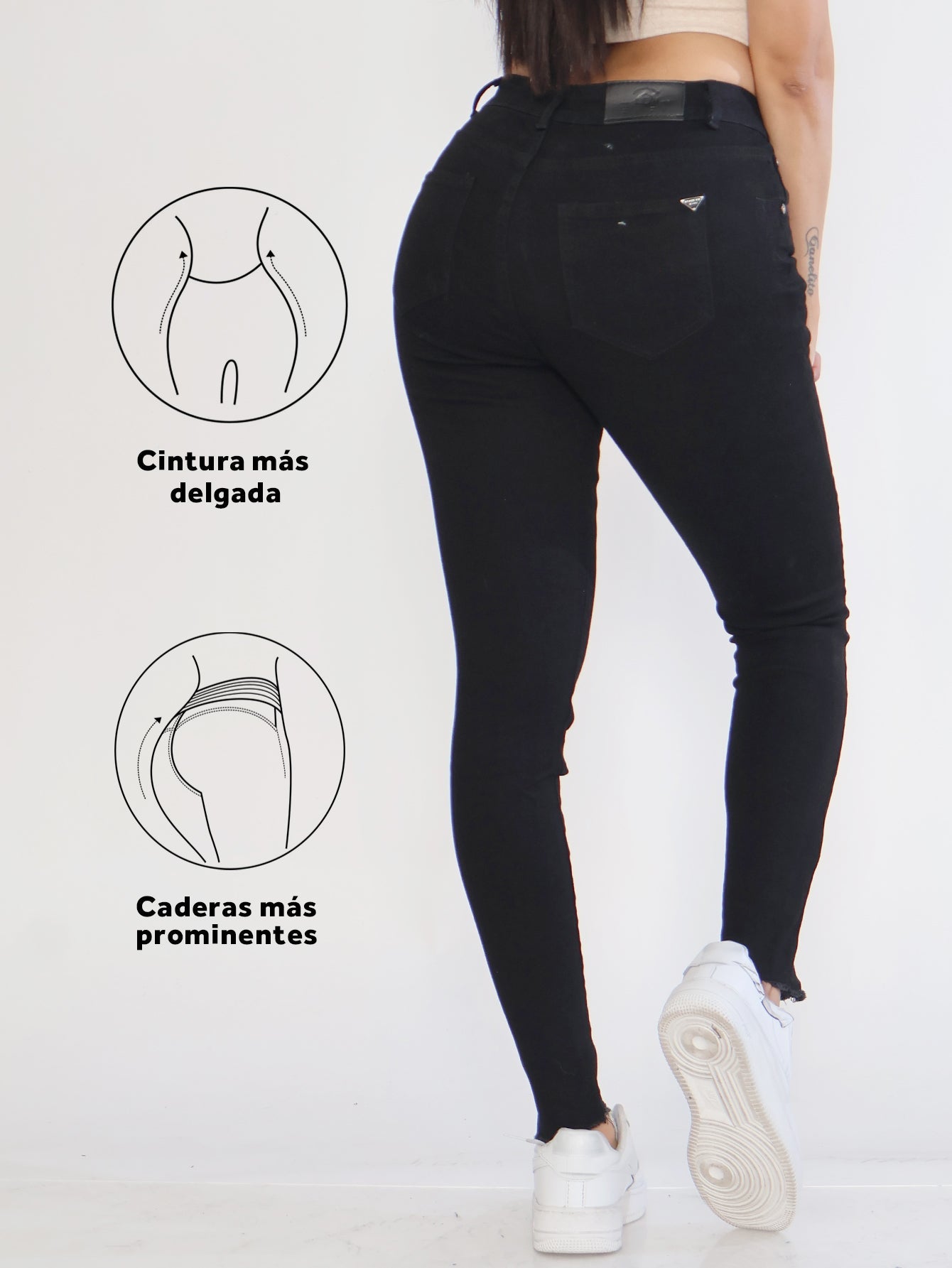 Pantalones Vaqueros Ajustados de Cintura Alta para Mujer - Negro, Clásico y Versátil