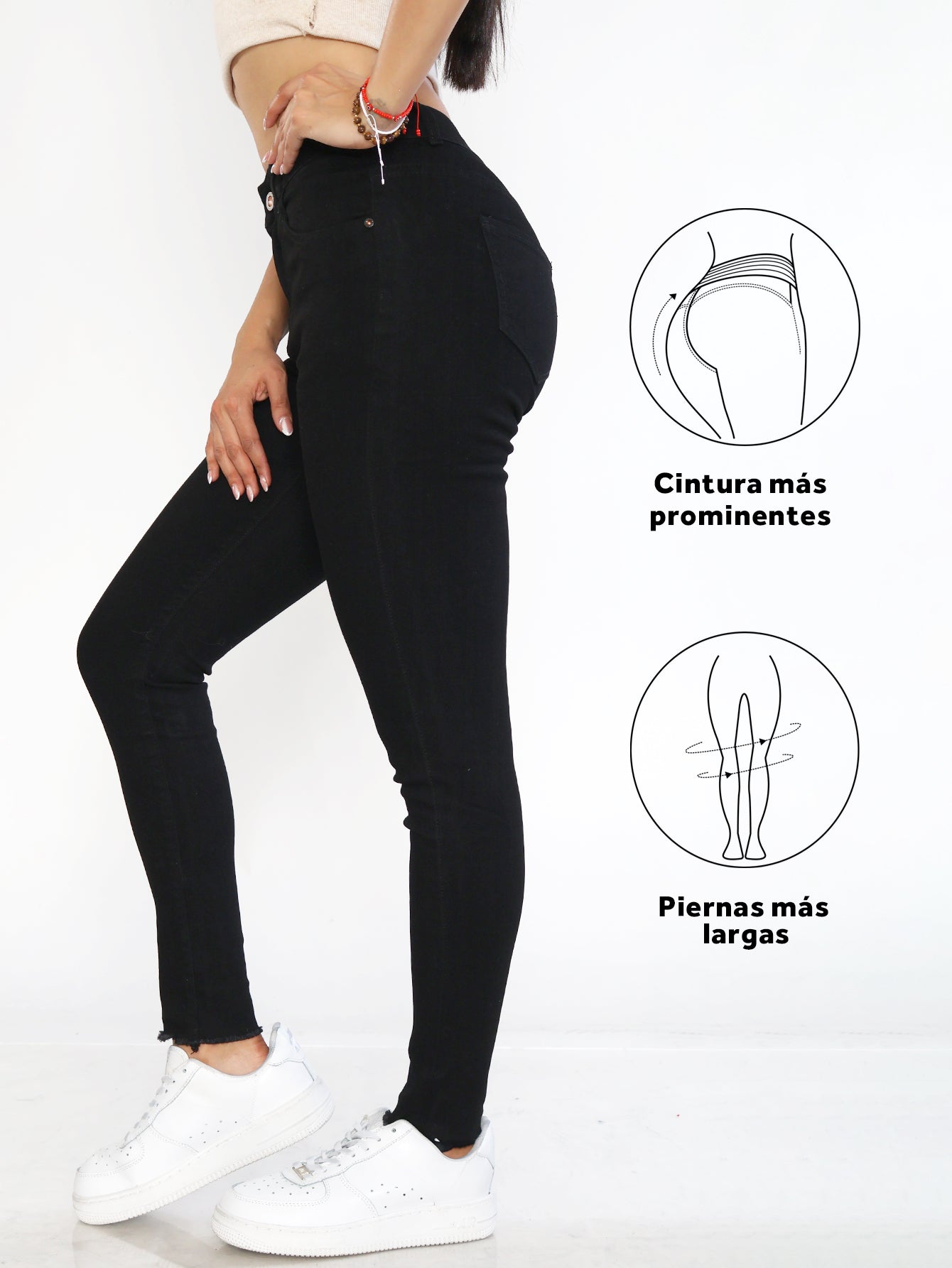 Pantalones Vaqueros Ajustados de Cintura Alta para Mujer - Negro, Clásico y Versátil