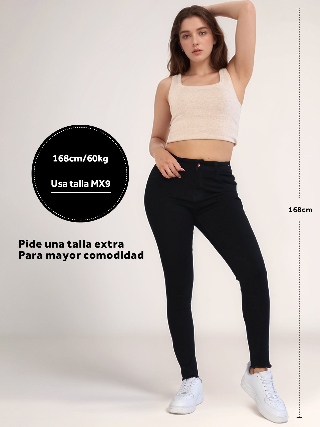 Pantalones Vaqueros Ajustados de Cintura Alta para Mujer - Negro, Clásico y Versátil