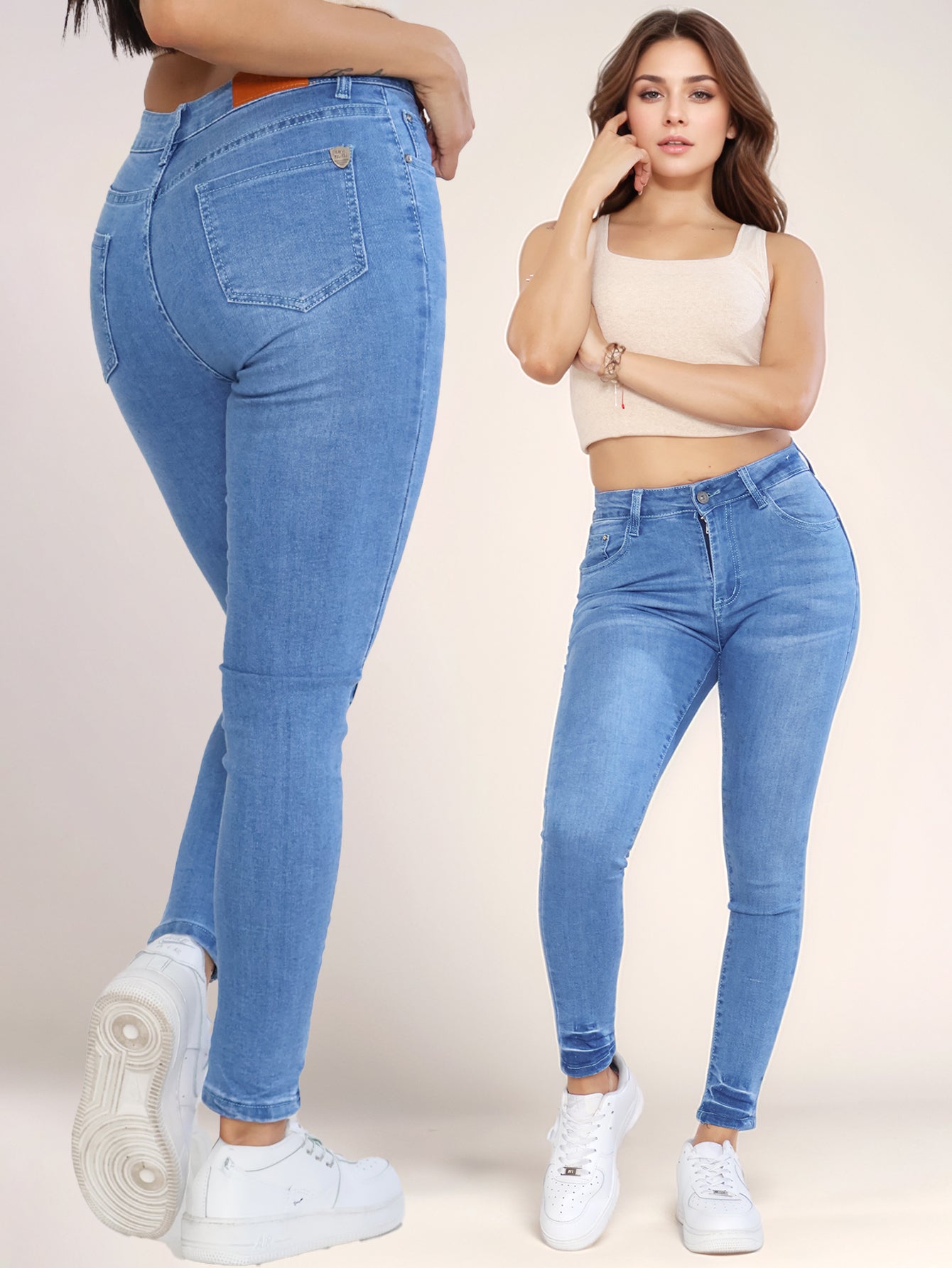 Jeans Ajustados de Mezclilla Azul Claro para Mujer - Tiro Alto y Estilo Pitillo con Elegancia