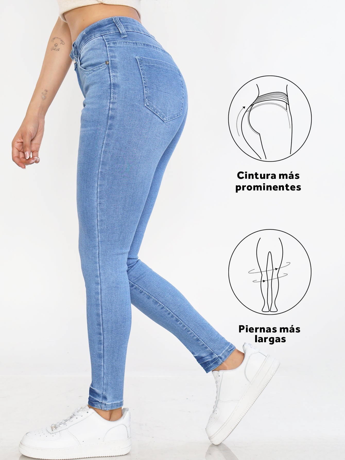 Jeans Ajustados de Mezclilla Azul Claro para Mujer - Tiro Alto y Estilo Pitillo con Elegancia