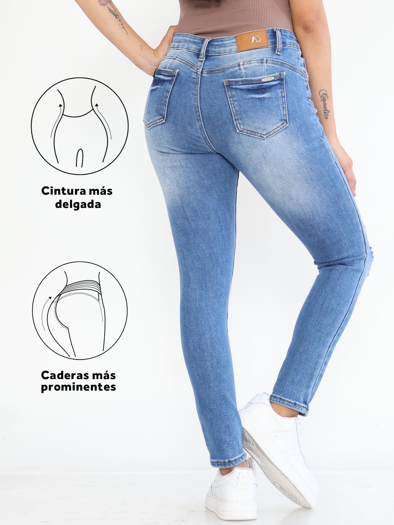 Pantalones Vaqueros Rasgados para Mujer - Tiro Alto y Estilo Desgastado en Azul