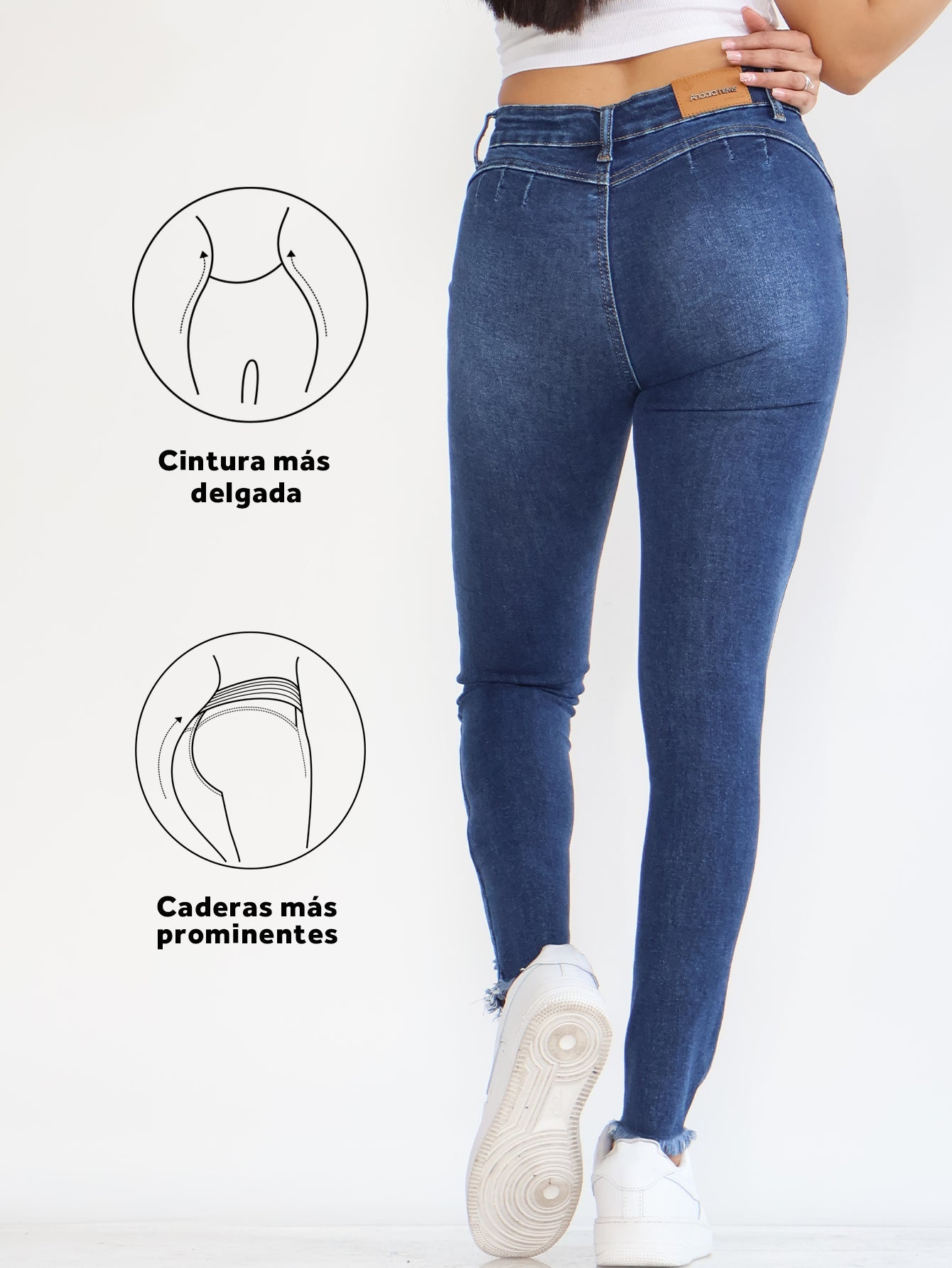 Jeans Rasgados de Mezclilla Azul Oscuro para Mujer - Cintura Alta y Look Moderno