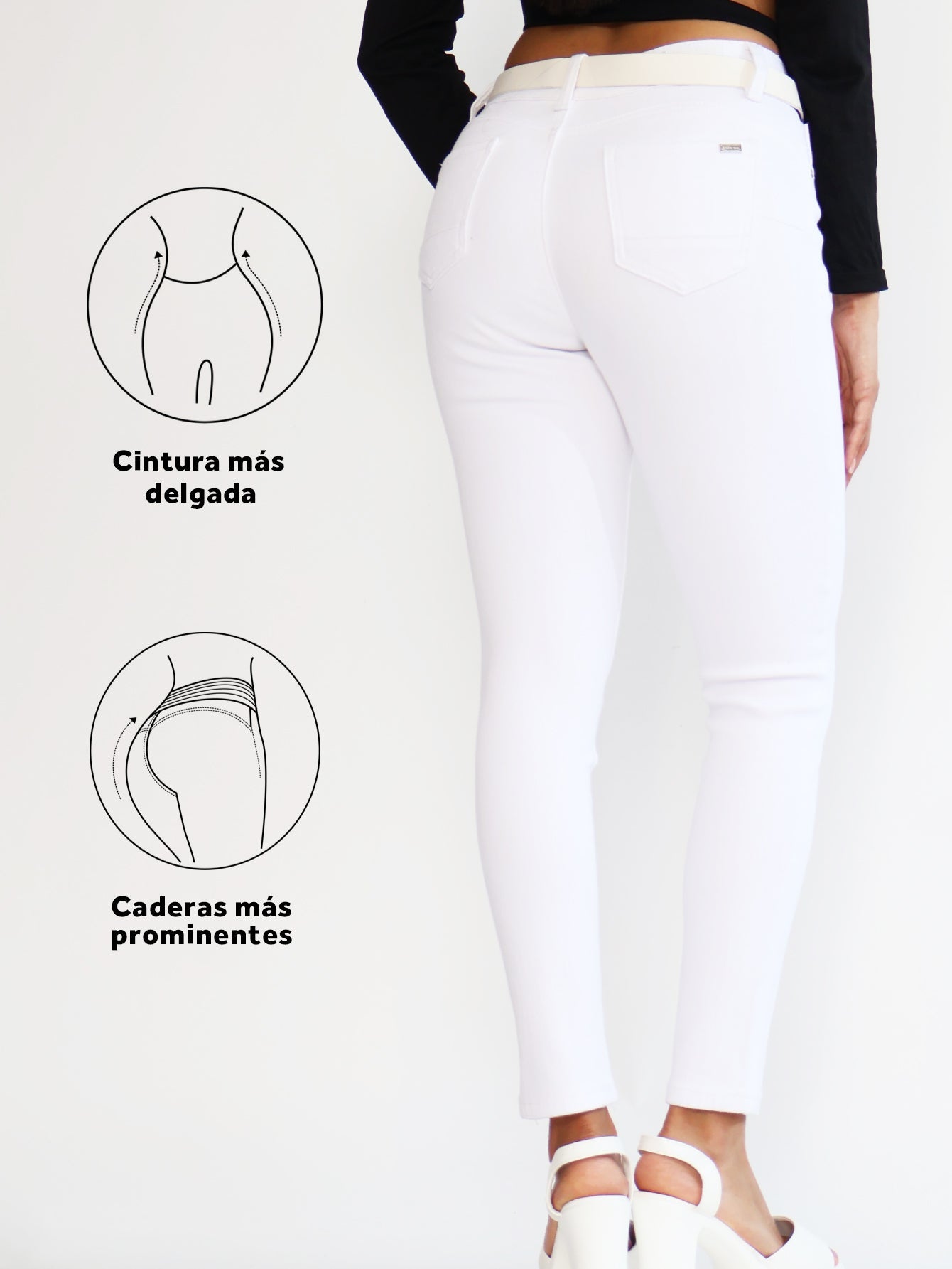 Jeans Slim de Cintura Alta para Mujer - Color Blanco Purificado y Estilo Versátil