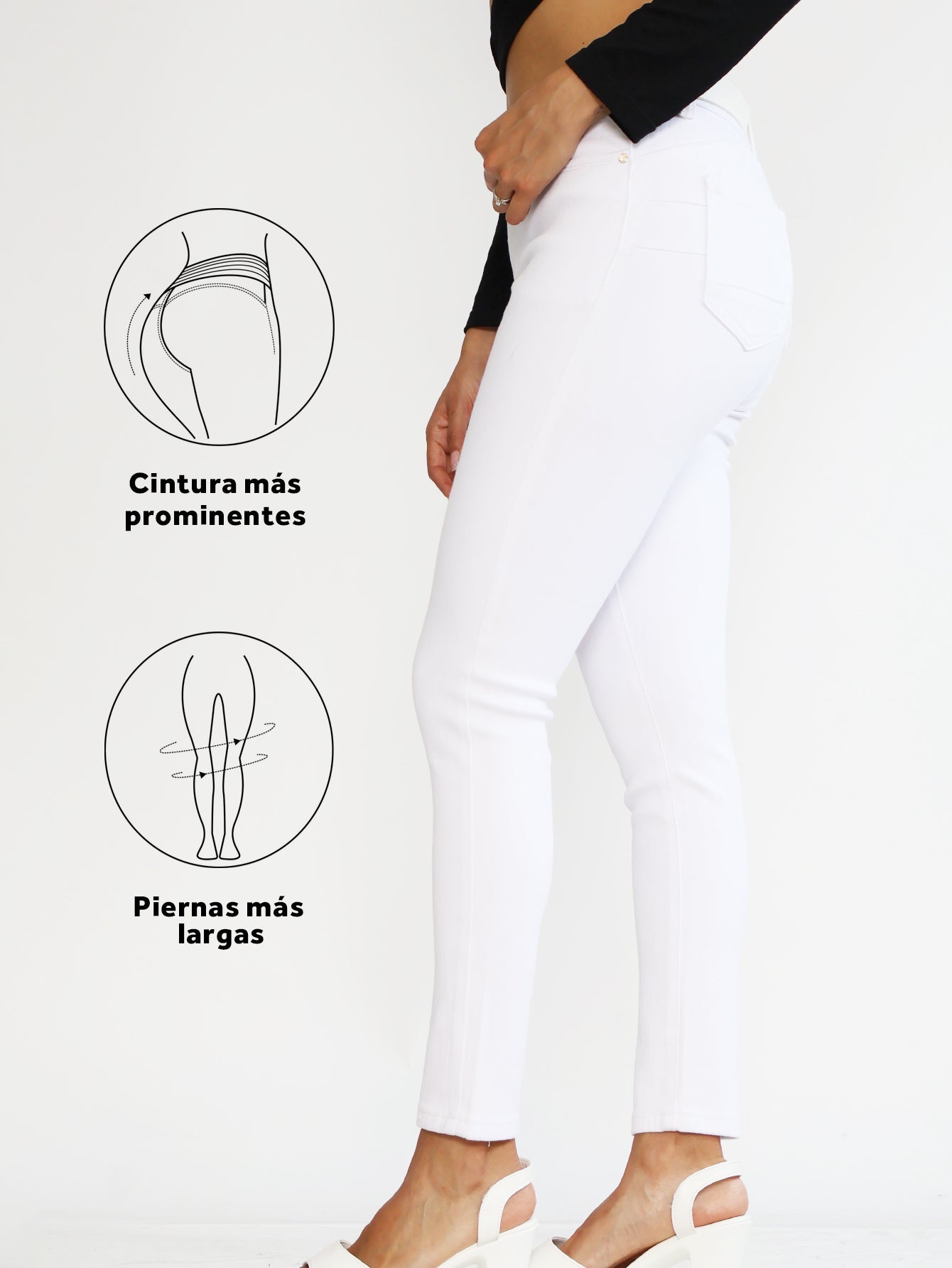 Jeans Slim de Cintura Alta para Mujer - Color Blanco Purificado y Estilo Versátil