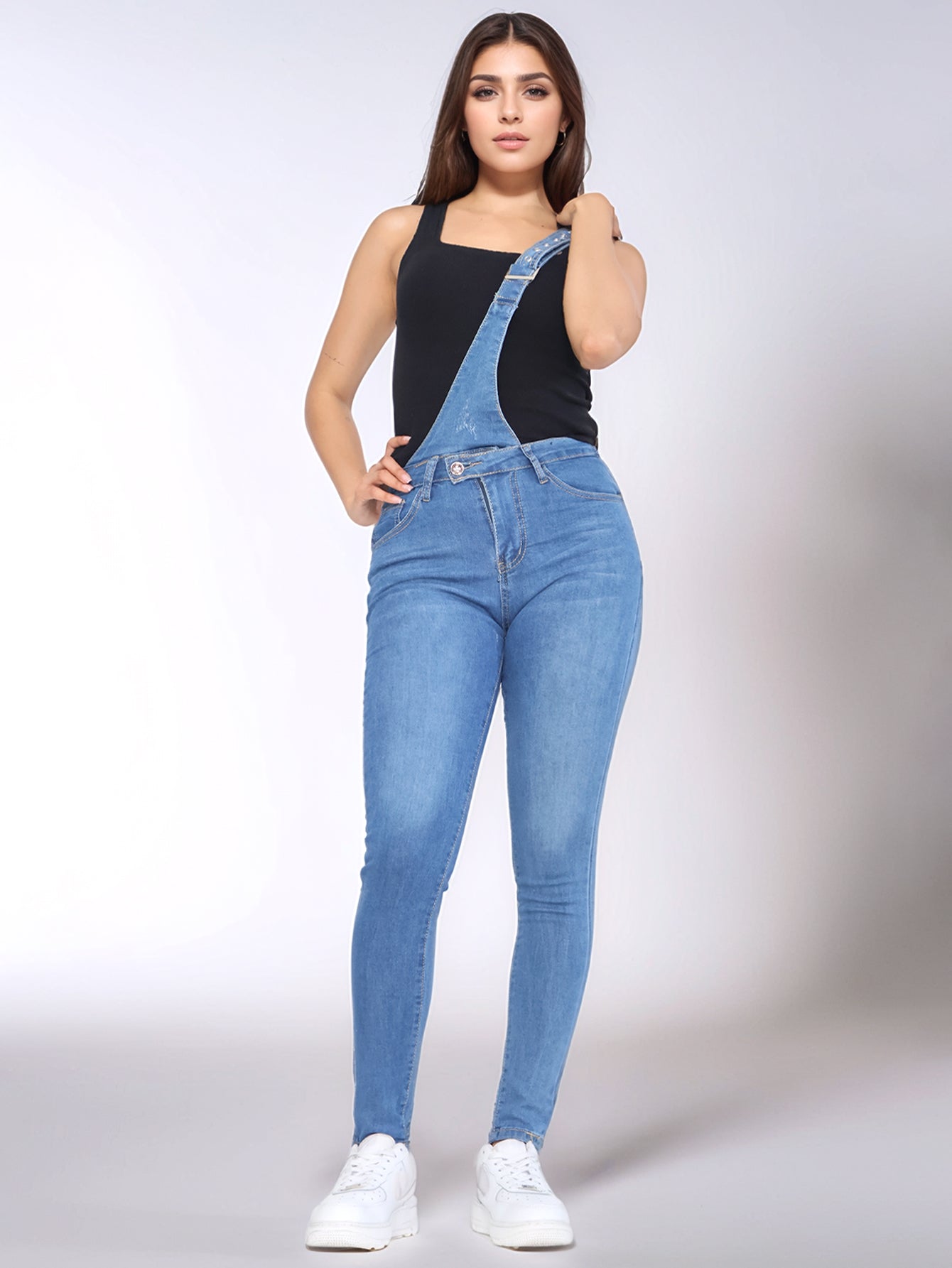 Pantalones Vaqueros con Tirantes para Damas - Azul Fresh con Elegancia y Comodidad