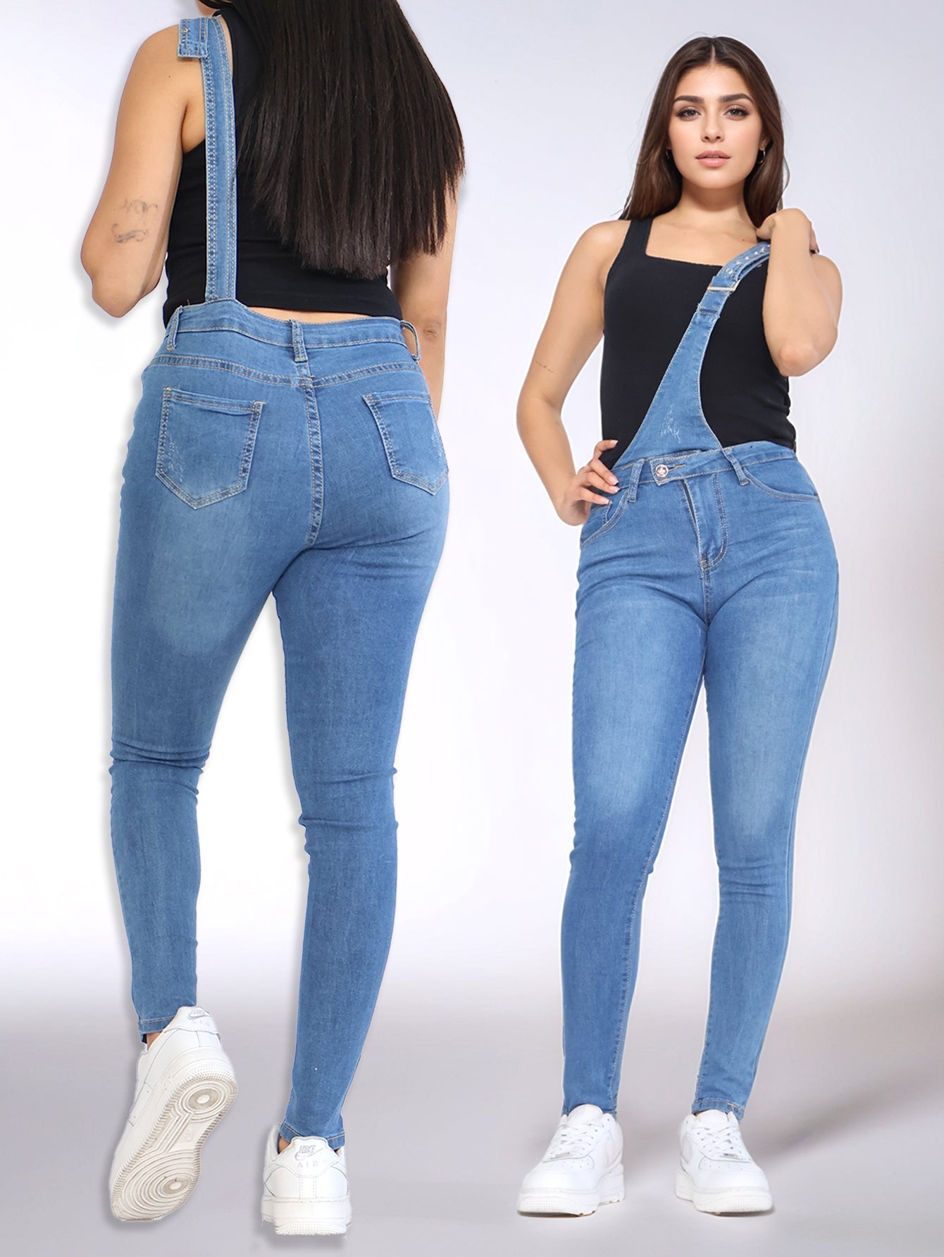 Pantalones Vaqueros con Tirantes para Damas - Azul Fresh con Elegancia y Comodidad