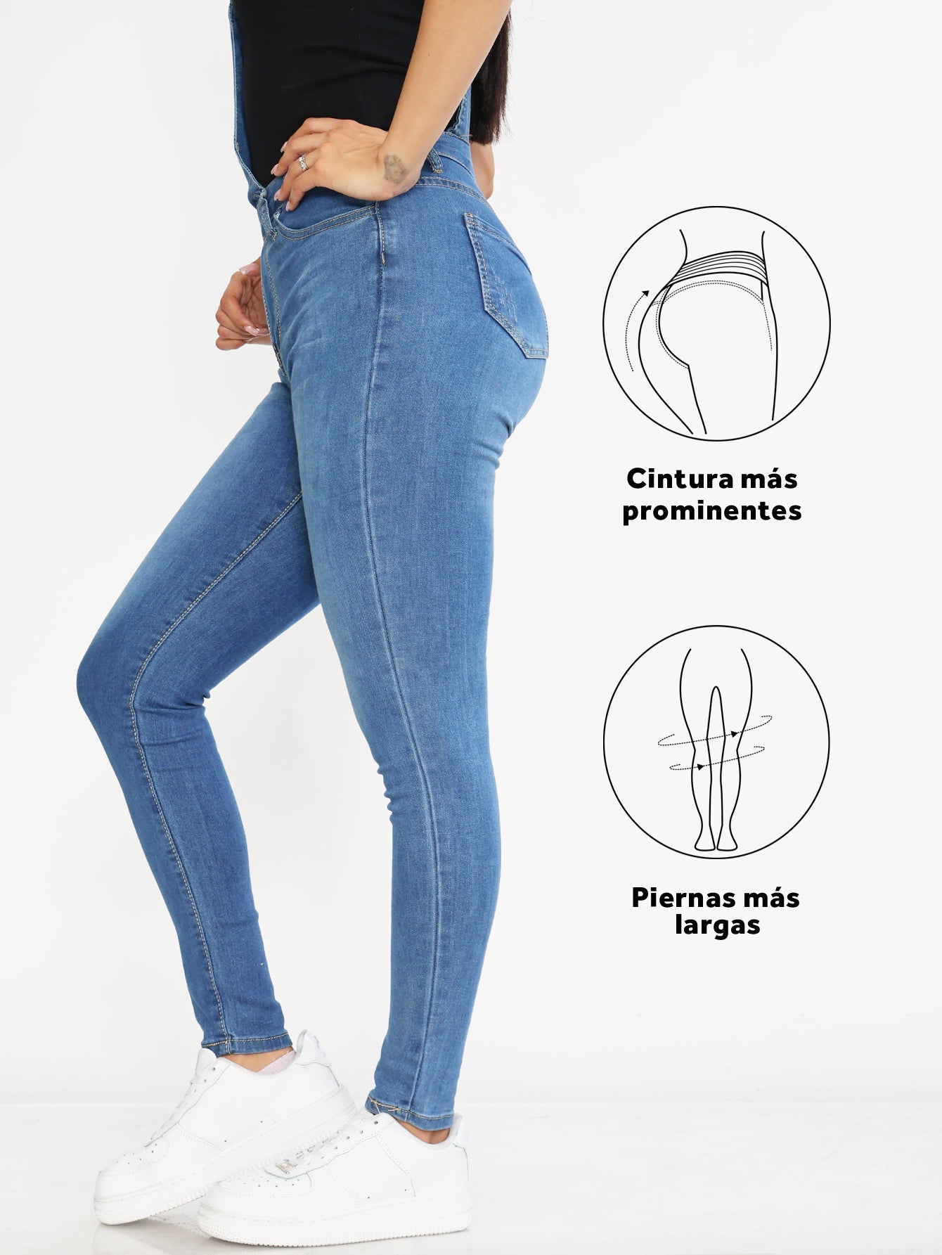 Pantalones Vaqueros con Tirantes para Damas - Azul Fresh con Elegancia y Comodidad