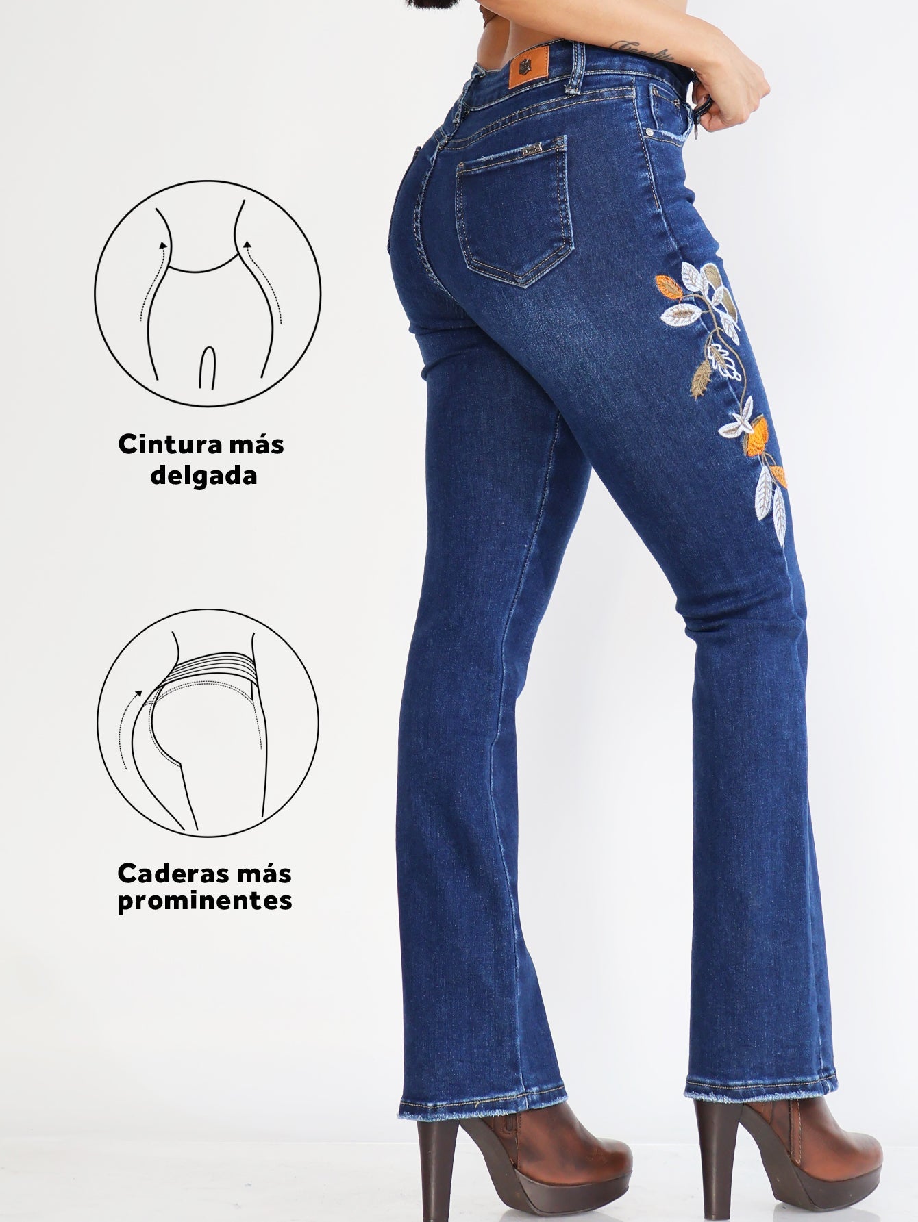 Pantalones Vaqueros de Mujer con Bordado Floral - Talle Alto con Elegancia y Comodidad