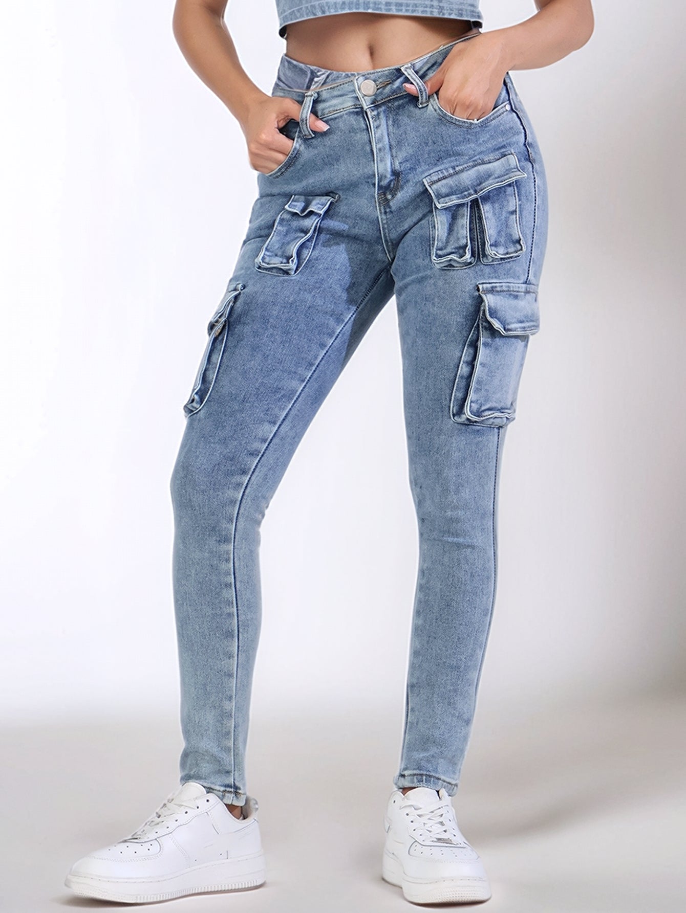 Pantalones Vaqueros Ajustados para Mujer - Casual con Bolsillos Especiales