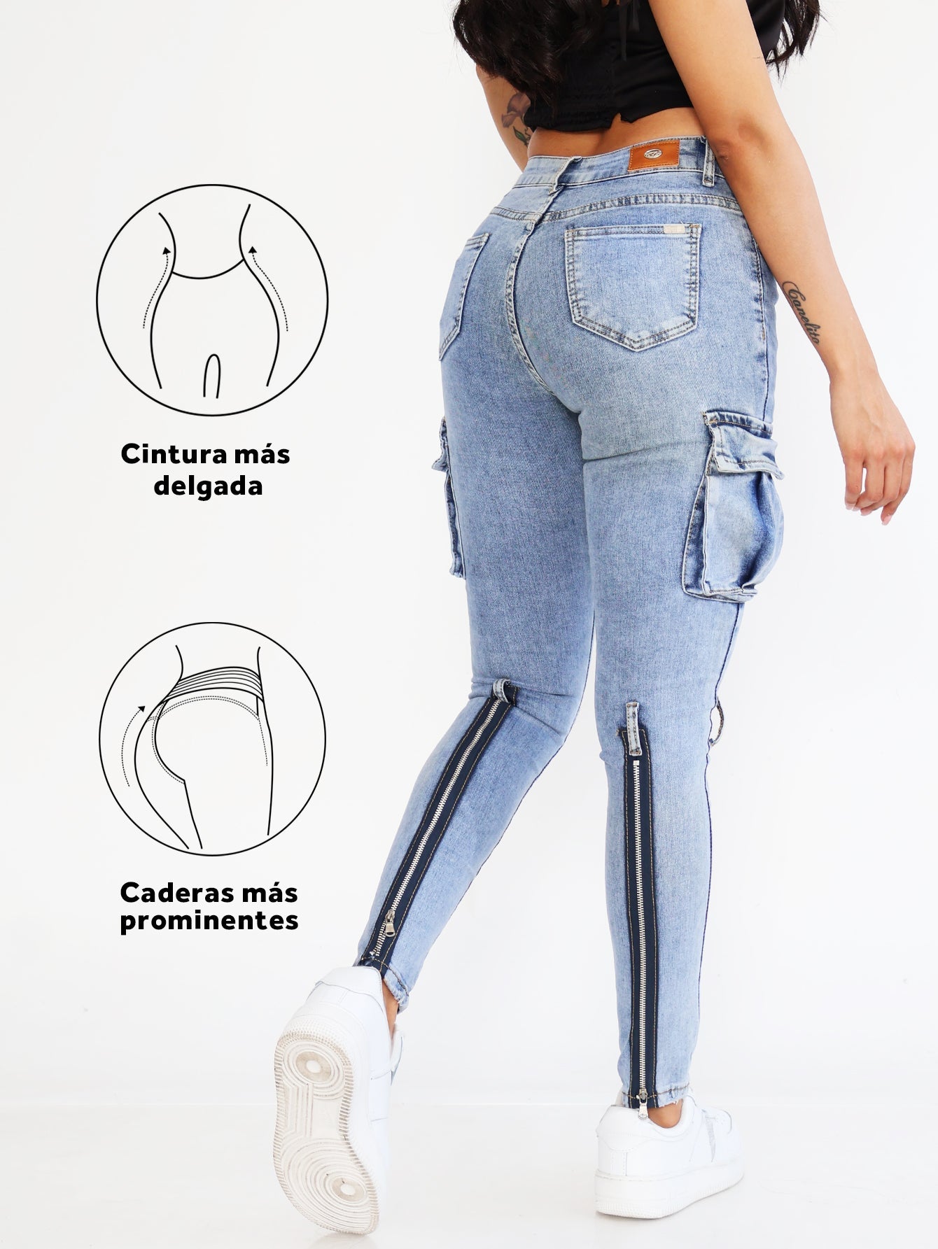 Pantalones Vaqueros Ajustados para Mujer - Estilo Casual con Bolsillos y Zippers Únicos