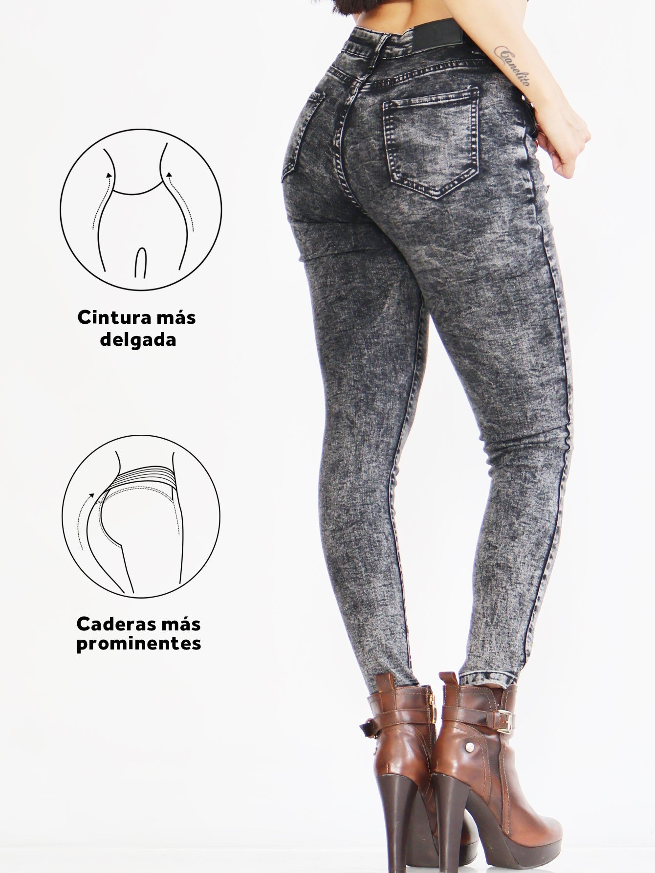 Pantalones Vaqueros Pitillo para Mujer - Jeans Slim Altos en Gris Oscuro y Negro