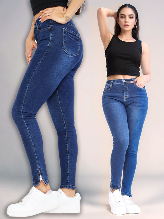 Jeans Ajustados con Efecto Push Up - Moldea la Figura con Diseño de Cremallera en el Tobillo